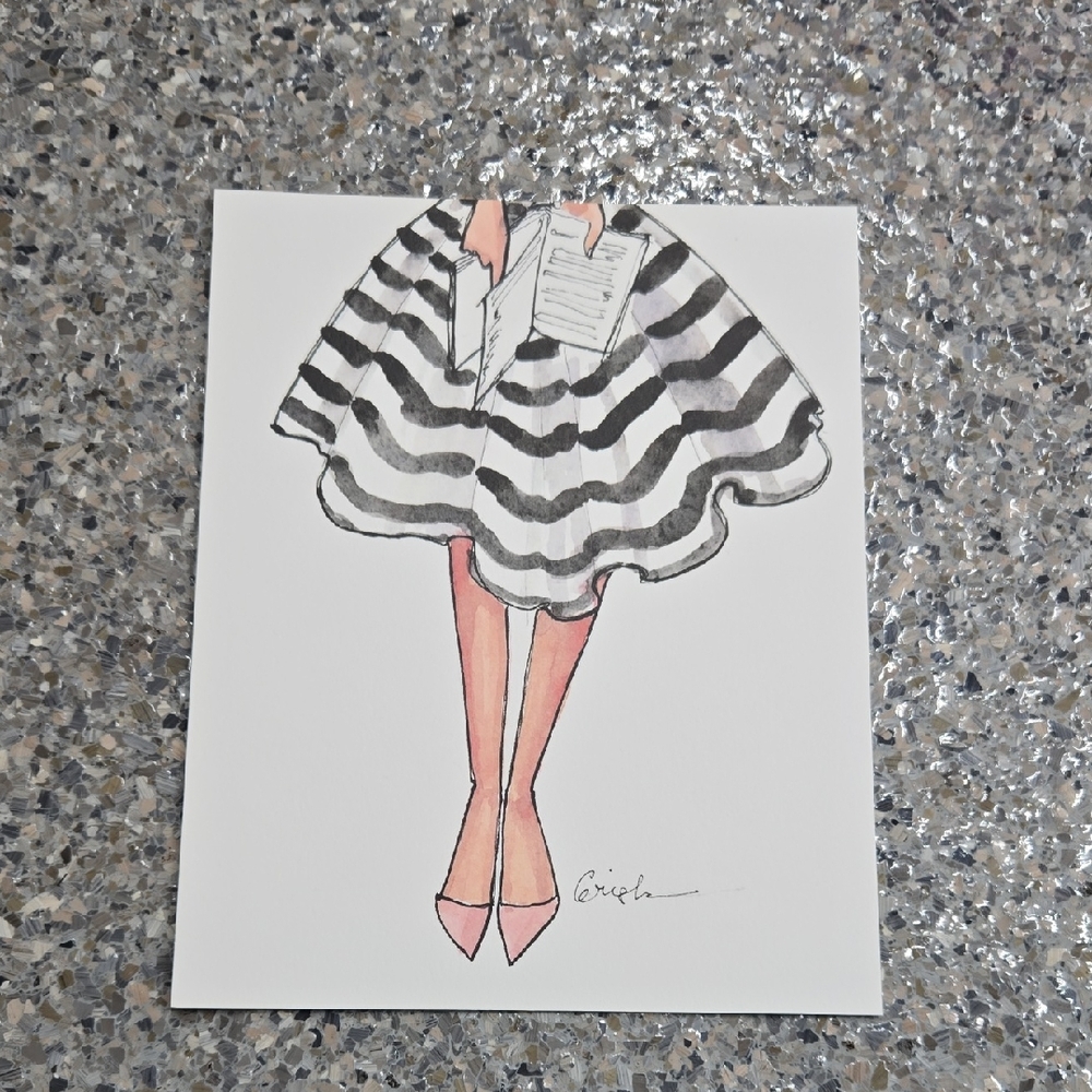 Striped Black and White Skirt Drawing